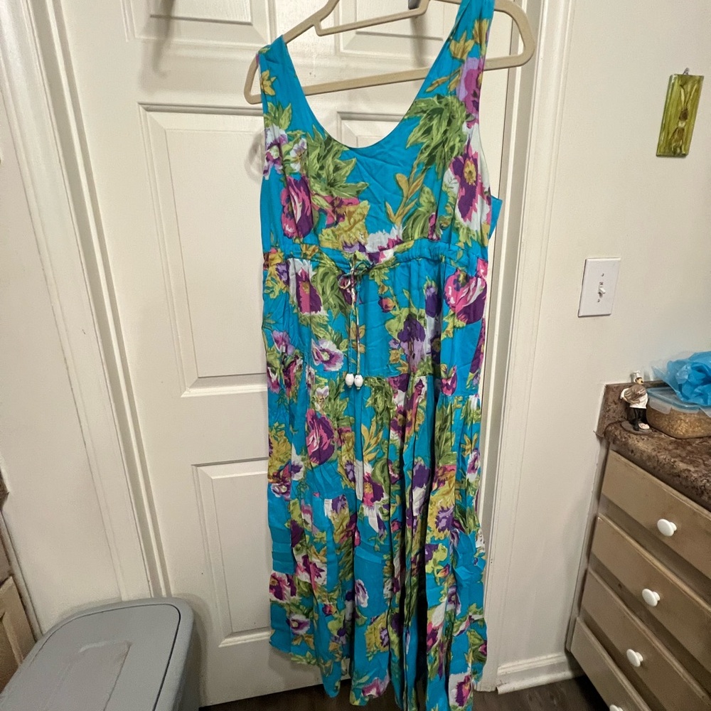 Floral Maxi Dress in Blue and Green